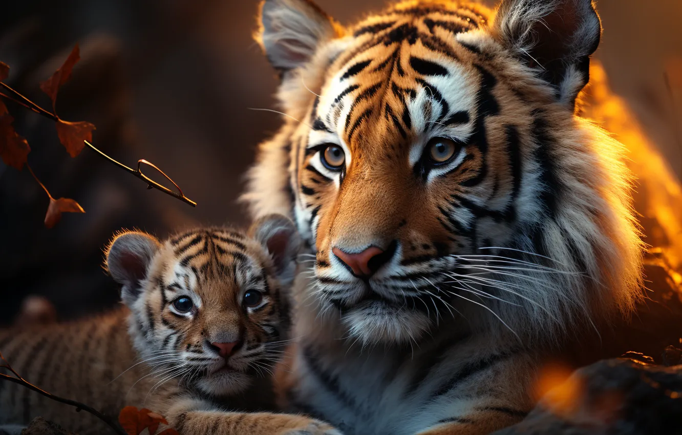 Photo wallpaper look, nature, tiger, portrait, tigers, tigress, tiger, mother