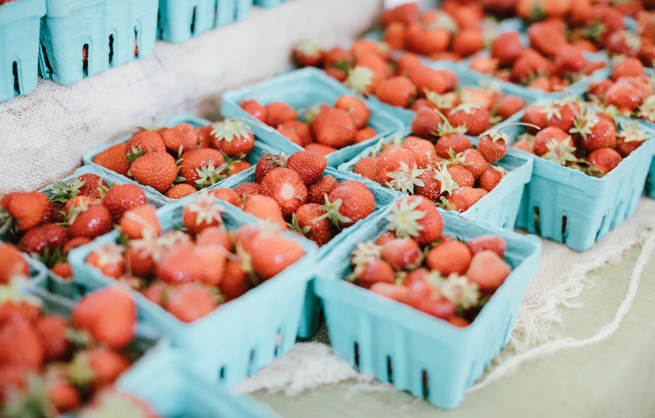 Photo wallpaper red, berries, strawberry, a lot