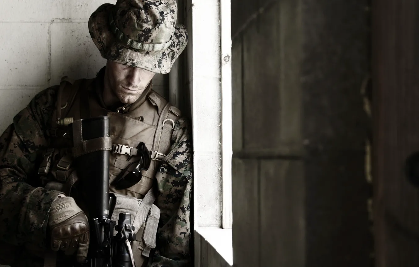 Photo wallpaper weapons, background, soldiers