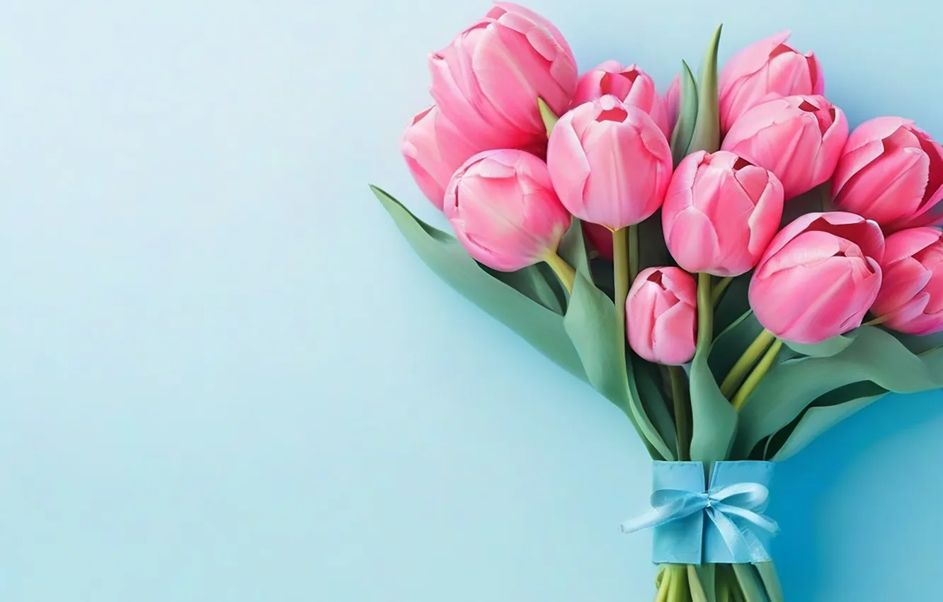 Photo wallpaper flowers, bouquet, tulips, pink, pink, flowers, beautiful, tulips