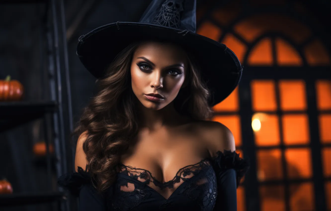 Photo wallpaper woman, art, witch, makeup