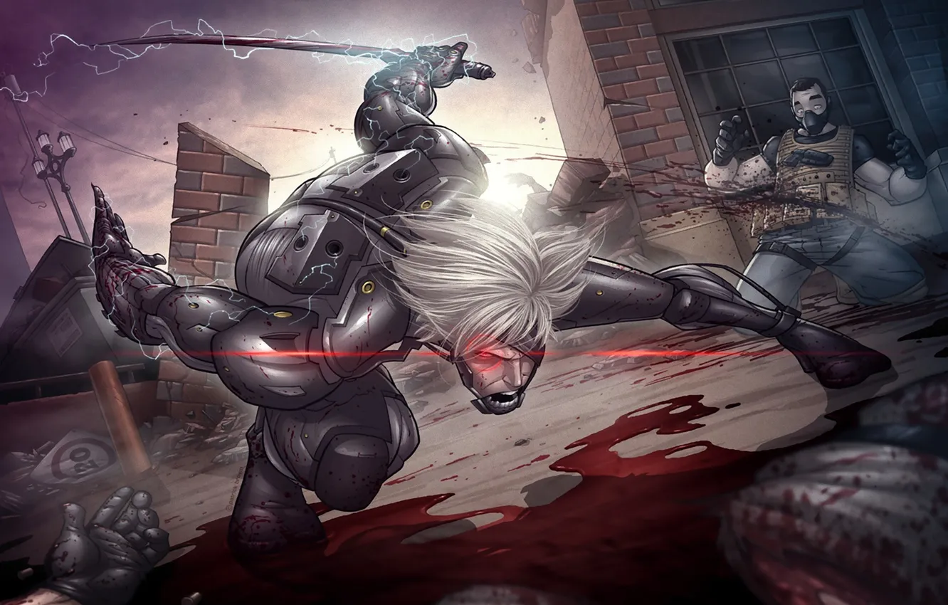 Photo wallpaper rage, art, katana, Raiden, Patrick Brown, Metal Gear Rising, Revengeance, Jack the Ripper