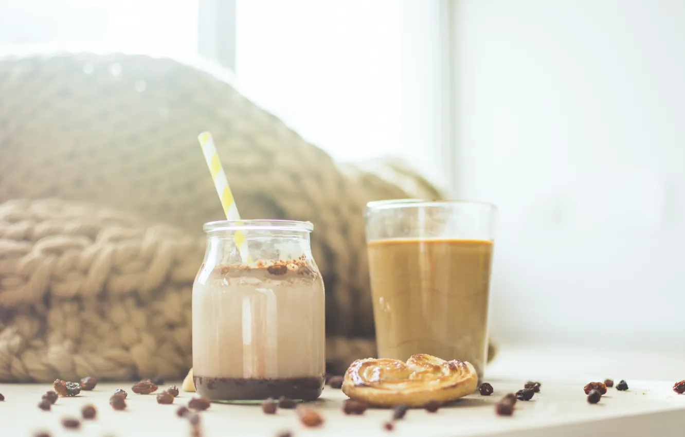 Photo wallpaper chocolate, scarf, cookies, drink, chocolate, drinks