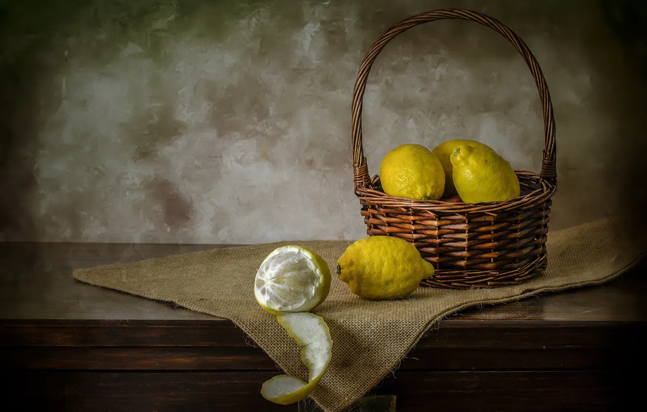 Photo wallpaper background, fruit, lemons