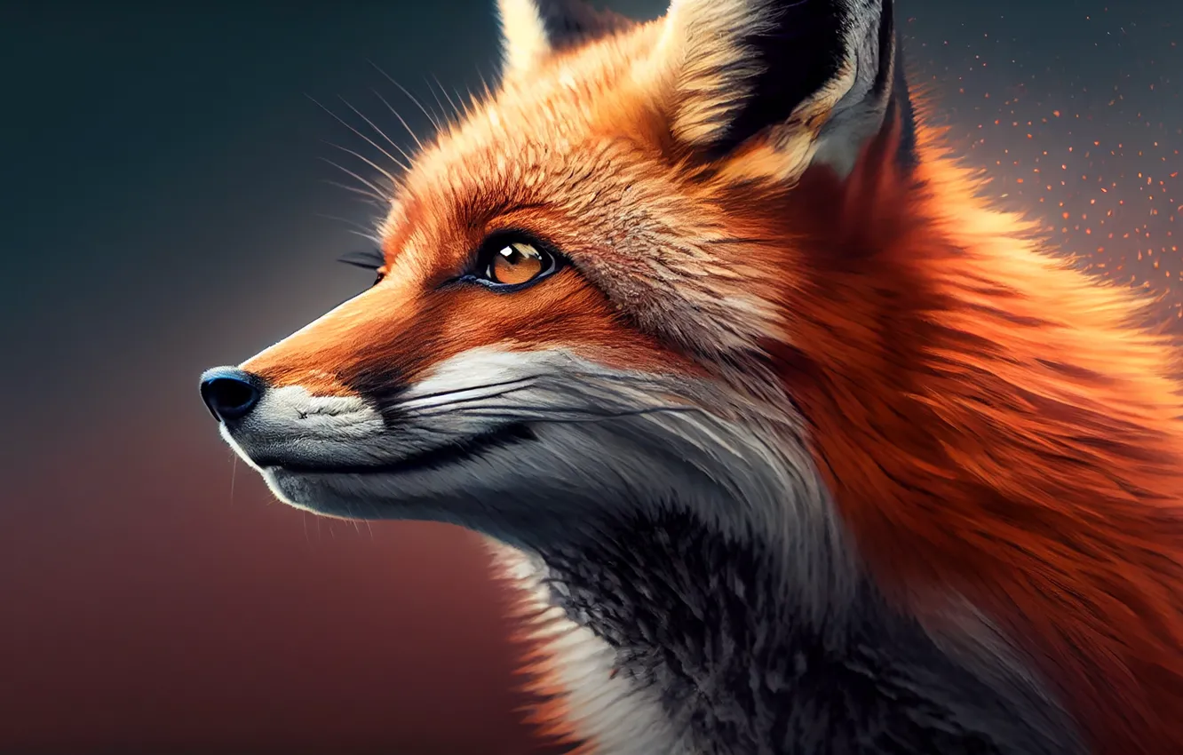 Photo wallpaper Fox, Face, Digital art, AI art, The Art of Artificial Intelligence, Neural network