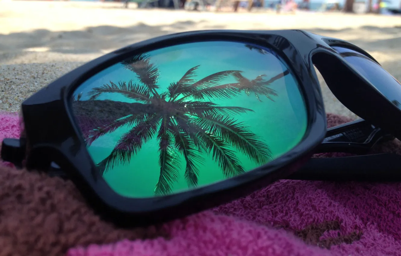 Photo wallpaper beach, reflection, Palma, glasses
