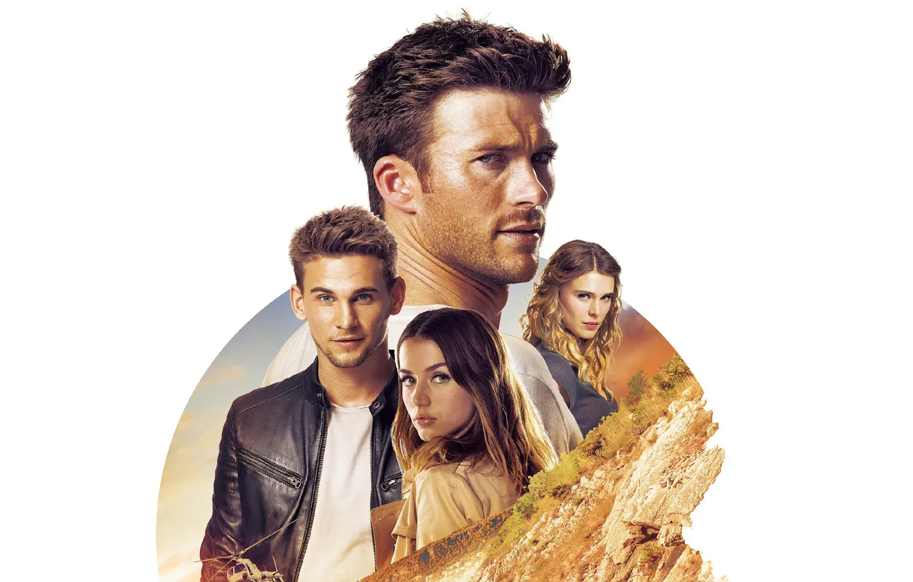 Photo wallpaper collage, white background, Thriller, action, poster, Gaia Weiss, Scott Eastwood, Scott Eastwood