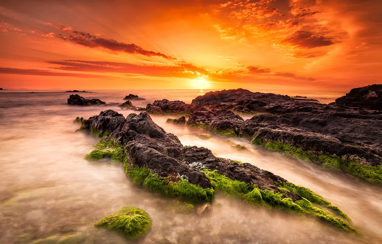 Photo wallpaper sea, landscape, sunset, sunrise, Long, Exposure, Manolo, Filter