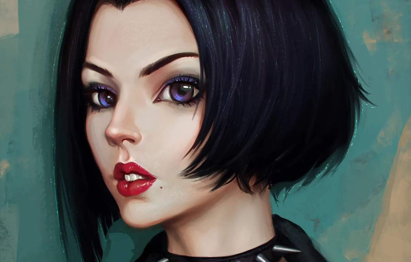 Photo wallpaper girl, spikes, collar, art, Lino, ROCK GIRL