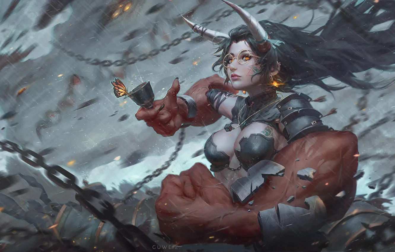 Photo wallpaper girl, the demon, art, Guweiz