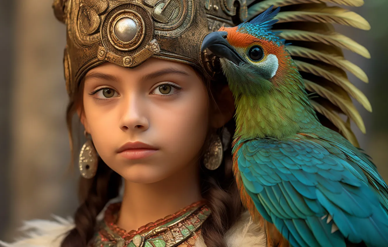 Photo wallpaper face, each, animal, portrait, girl, AI art, The Art of Artificial Intelligence, neural network