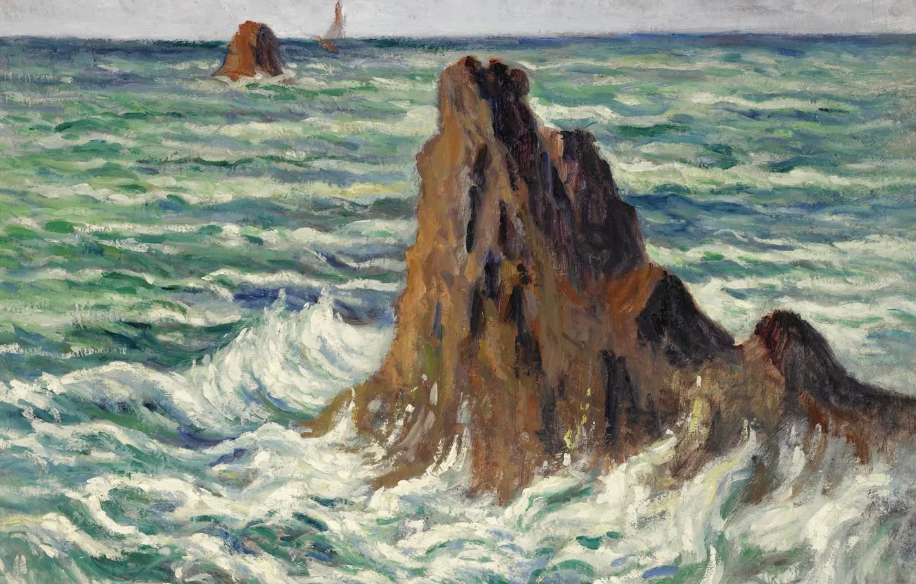 Wallpaper rocks, picture, seascape, Maximilien Luce, Maximilien Luce ...