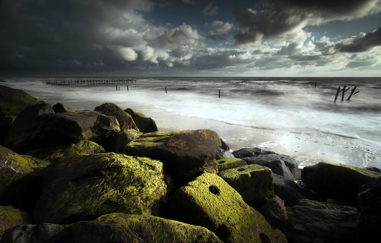 Photo wallpaper sea, nature, stones, shore