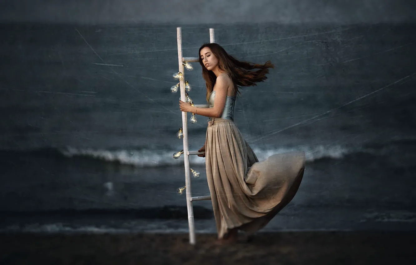 Photo wallpaper sea, girl, Sofia