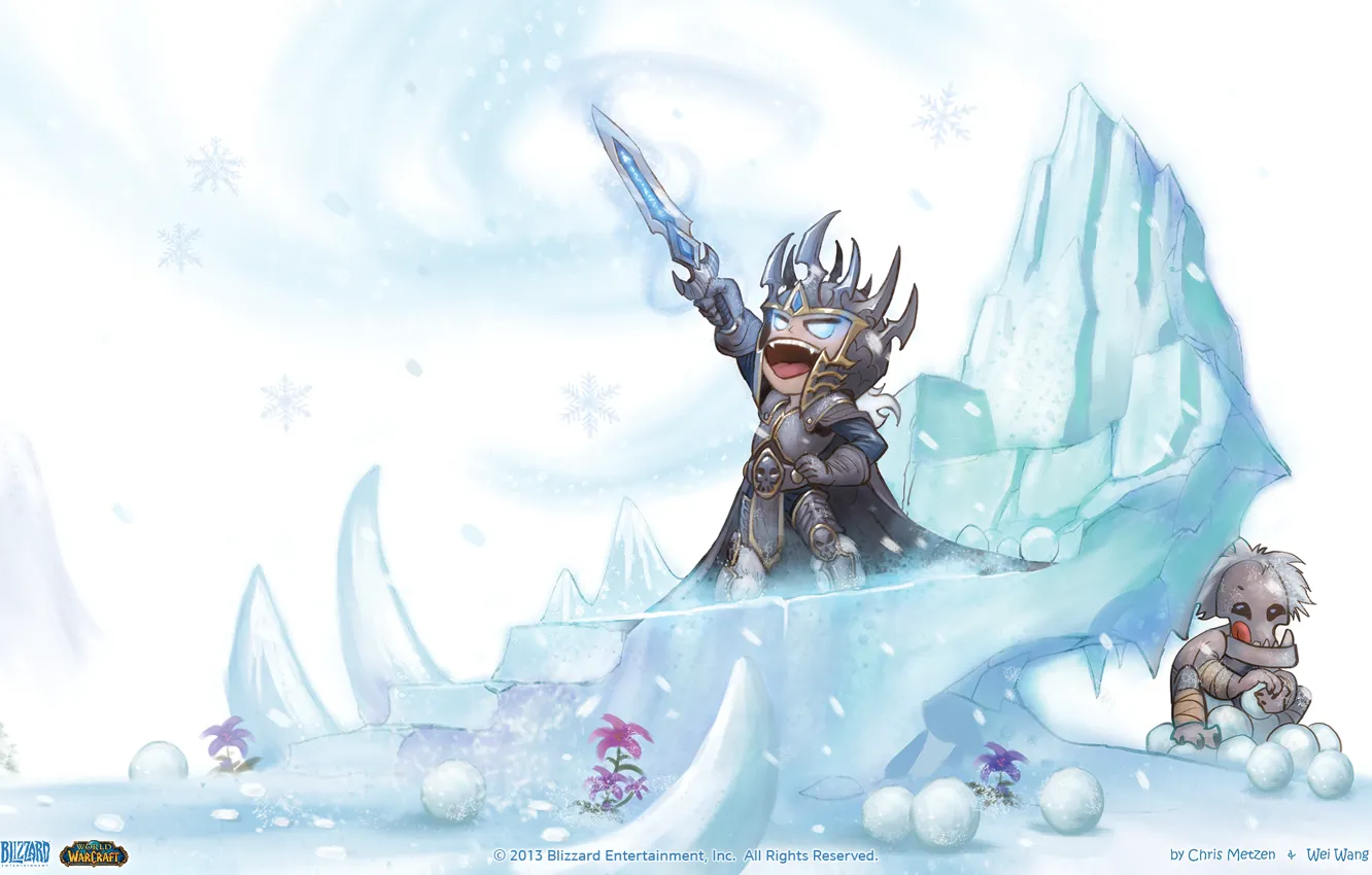 Photo wallpaper snow, sword, World of Warcraft, Lich King, The sender, lumps