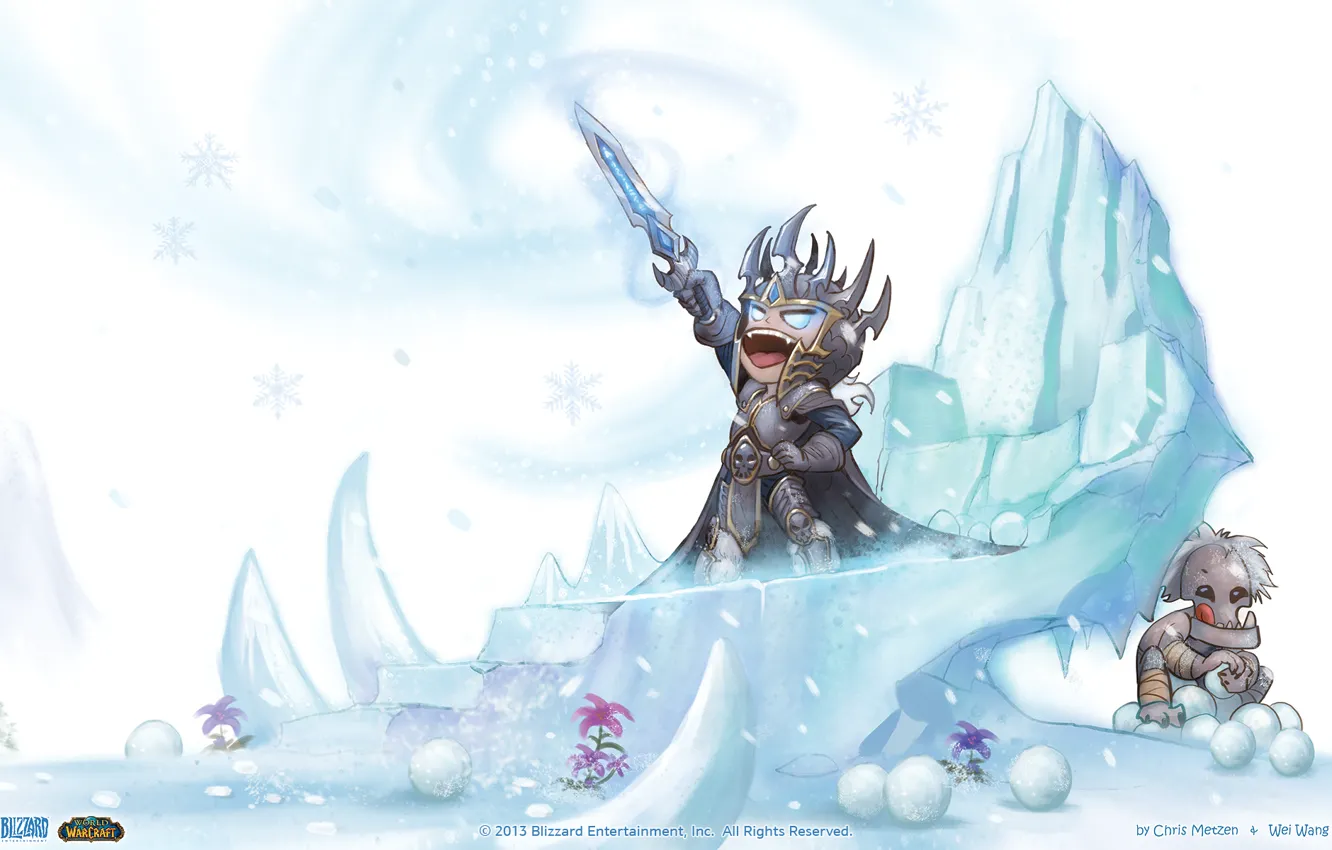 Photo wallpaper snow, sword, World of Warcraft, Lich King, LUMP, Servants