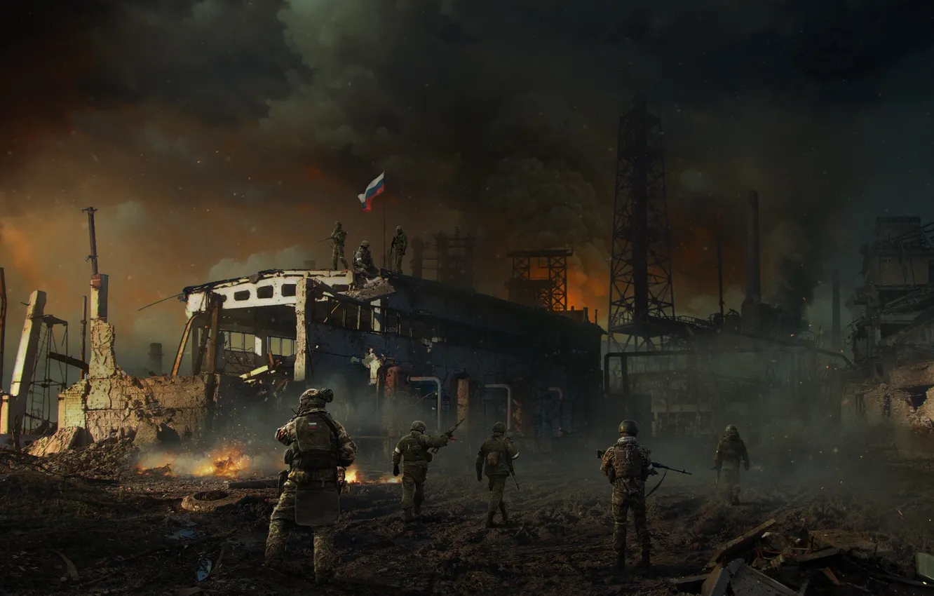 Photo wallpaper war, plant, art, soldiers, Russia, Ukraine, conflict, Conflict