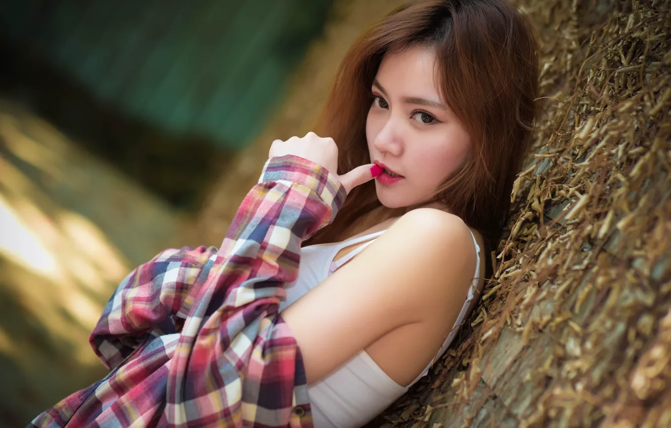 Photo wallpaper look, model, Asian