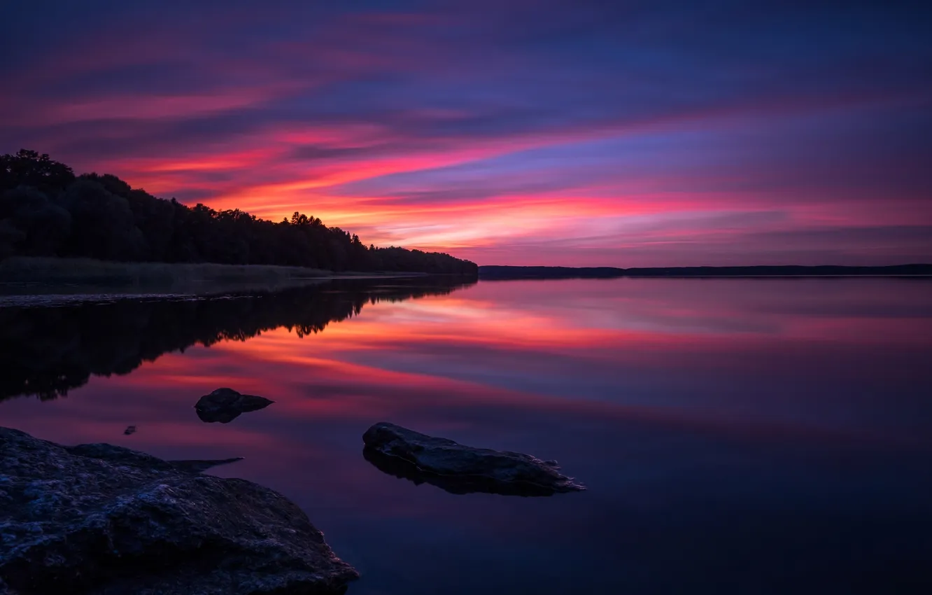 Photo wallpaper landscape, sunset, nature