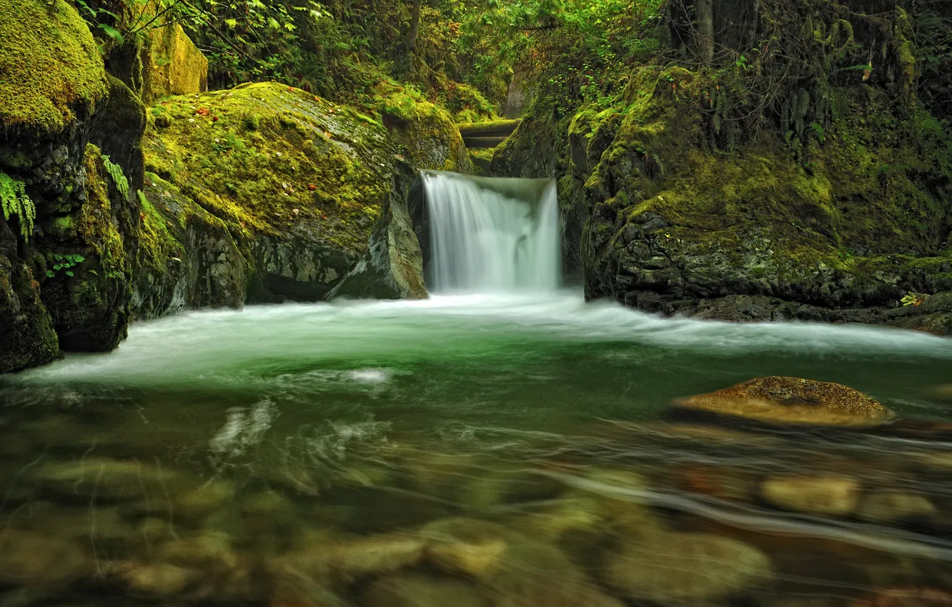 Photo wallpaper water, river, stones, waterfall
