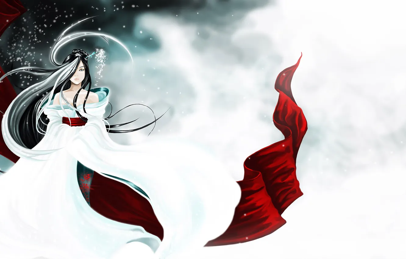 Photo wallpaper winter, look, snow, hair, Japan, kimono, Yuki-onna, snow woman