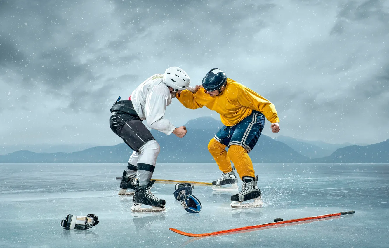 Photo wallpaper snow, landscape, snowflakes, background, sport, the game, ice, the situation