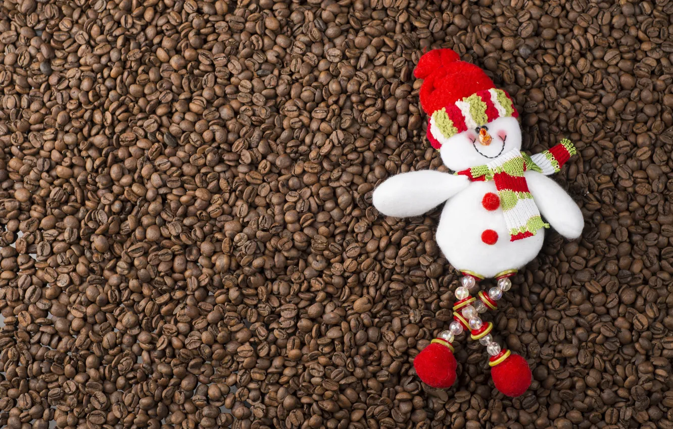 Photo wallpaper winter, background, holiday, hat, toy, coffee, Christmas, New year