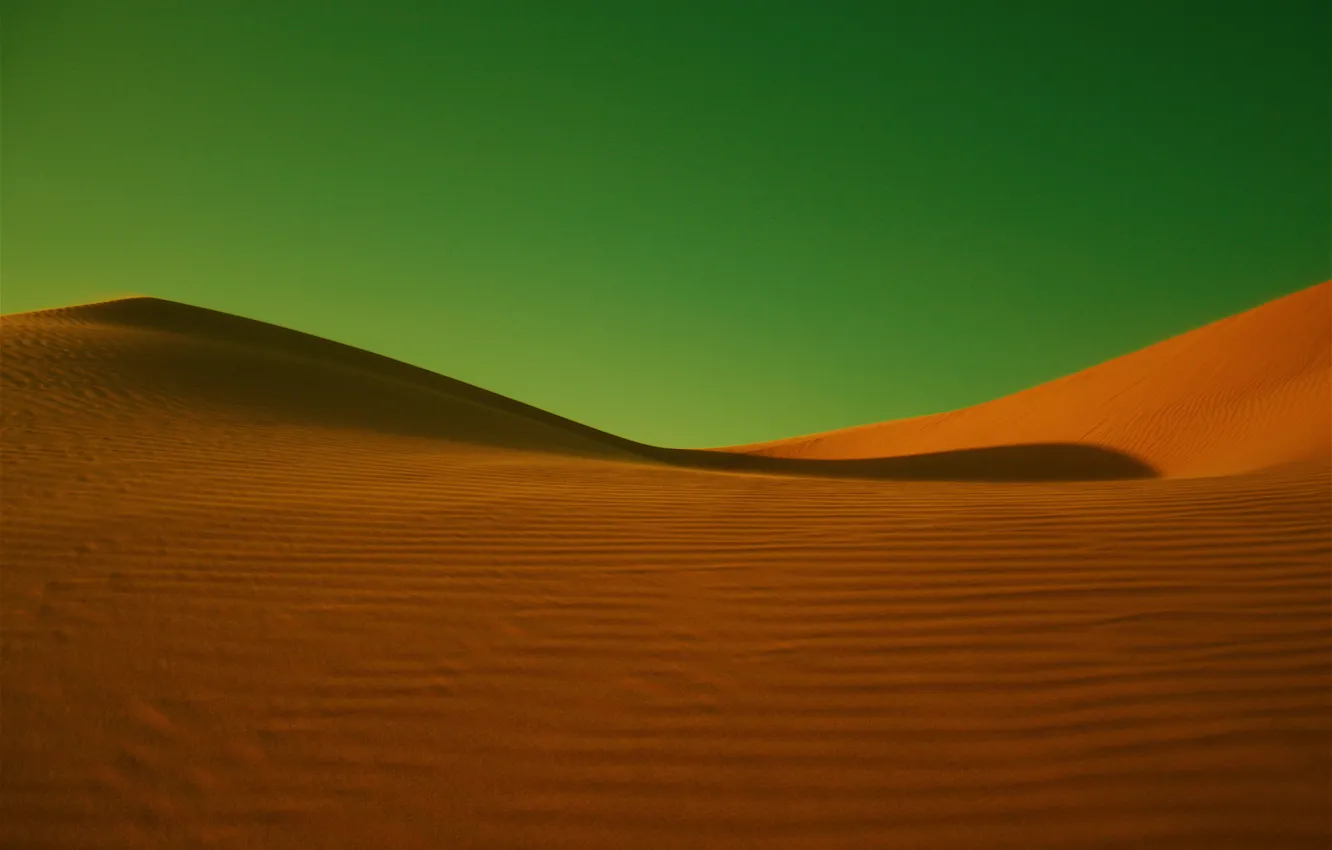 Photo wallpaper the sky, desert, barkhan, green, Sands