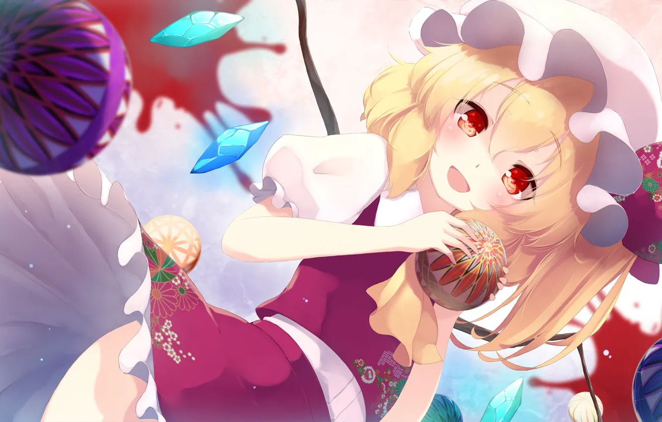 Photo wallpaper art, girl, crystals, touhou, Flandre Scarlet
