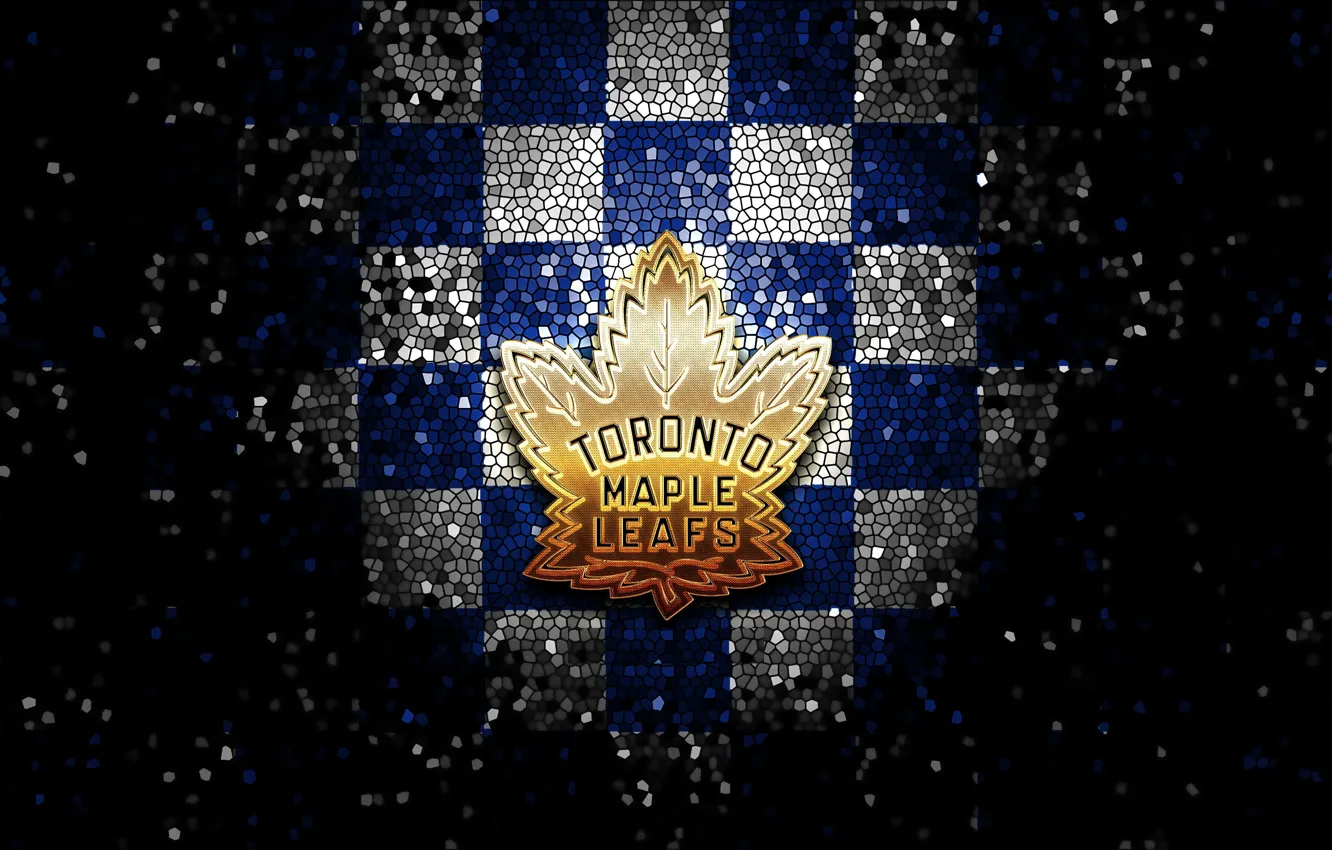Photo wallpaper wallpaper, sport, logo, NHL, hockey, glitter, checkered, Toronto Maple Leafs