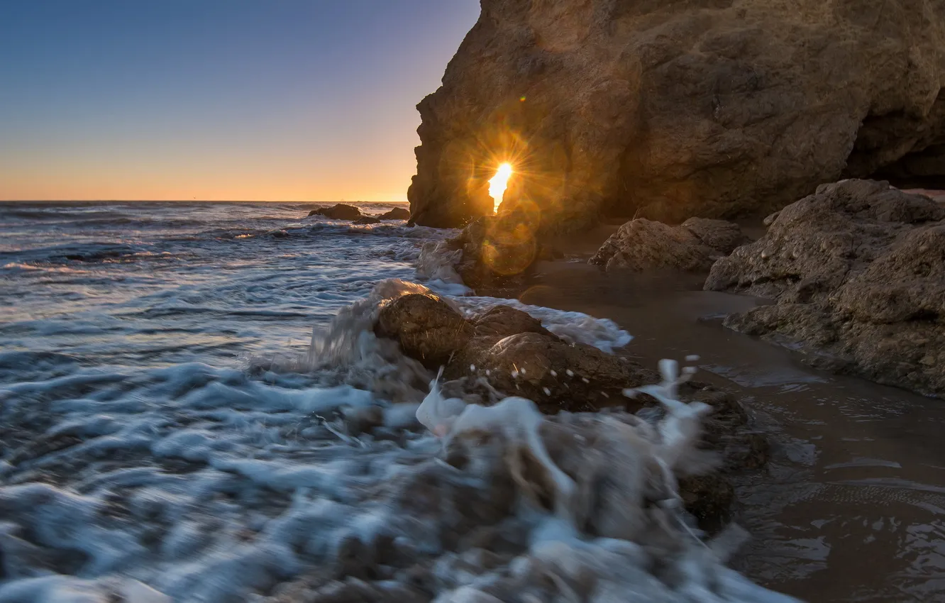 Photo wallpaper sea, landscape, rocks