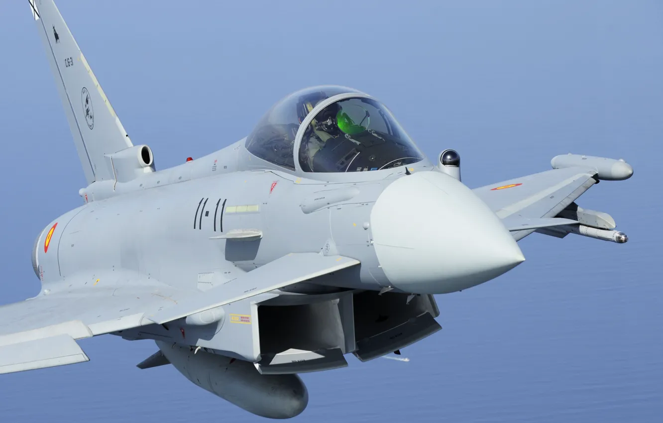 Photo wallpaper Fighter, Lantern, Pilot, Eurofighter Typhoon, Cockpit, The air force of Spain, PGO, ILS