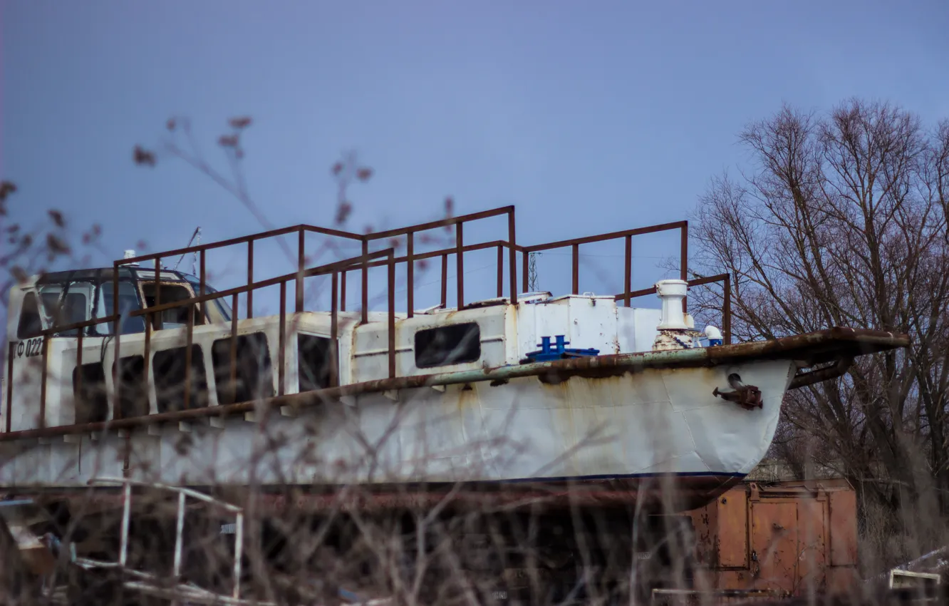 Photo wallpaper rust, boat, old