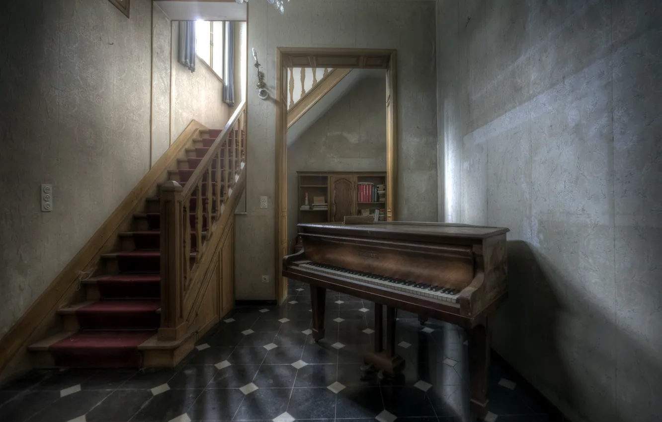Photo wallpaper music, ladder, piano
