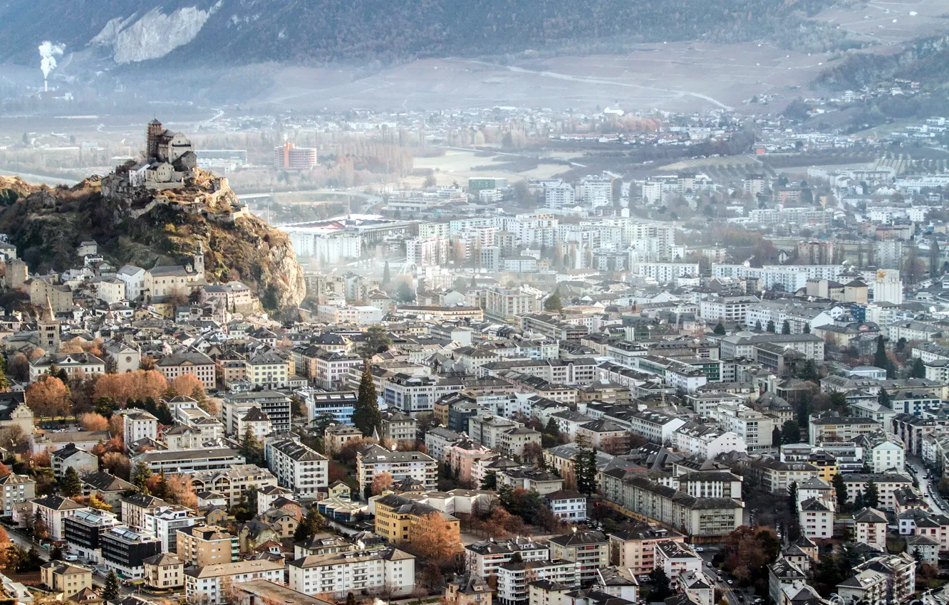 Photo wallpaper the city, Switzerland, Sion