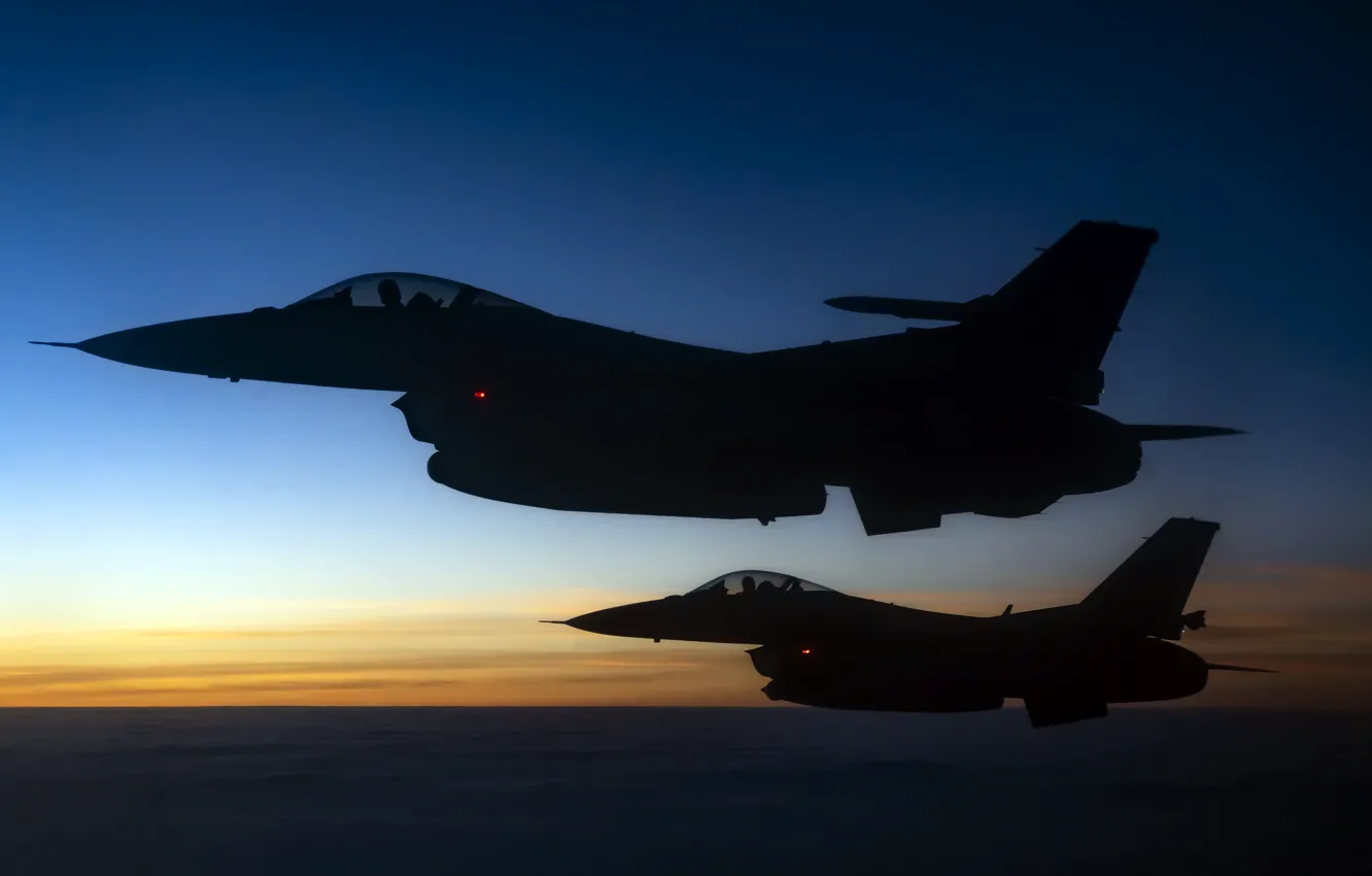 Photo wallpaper UNITED STATES AIR FORCE, General Dynamics F-16 Fighting Falcon, multi-role fighter, American multifunctional lightweight