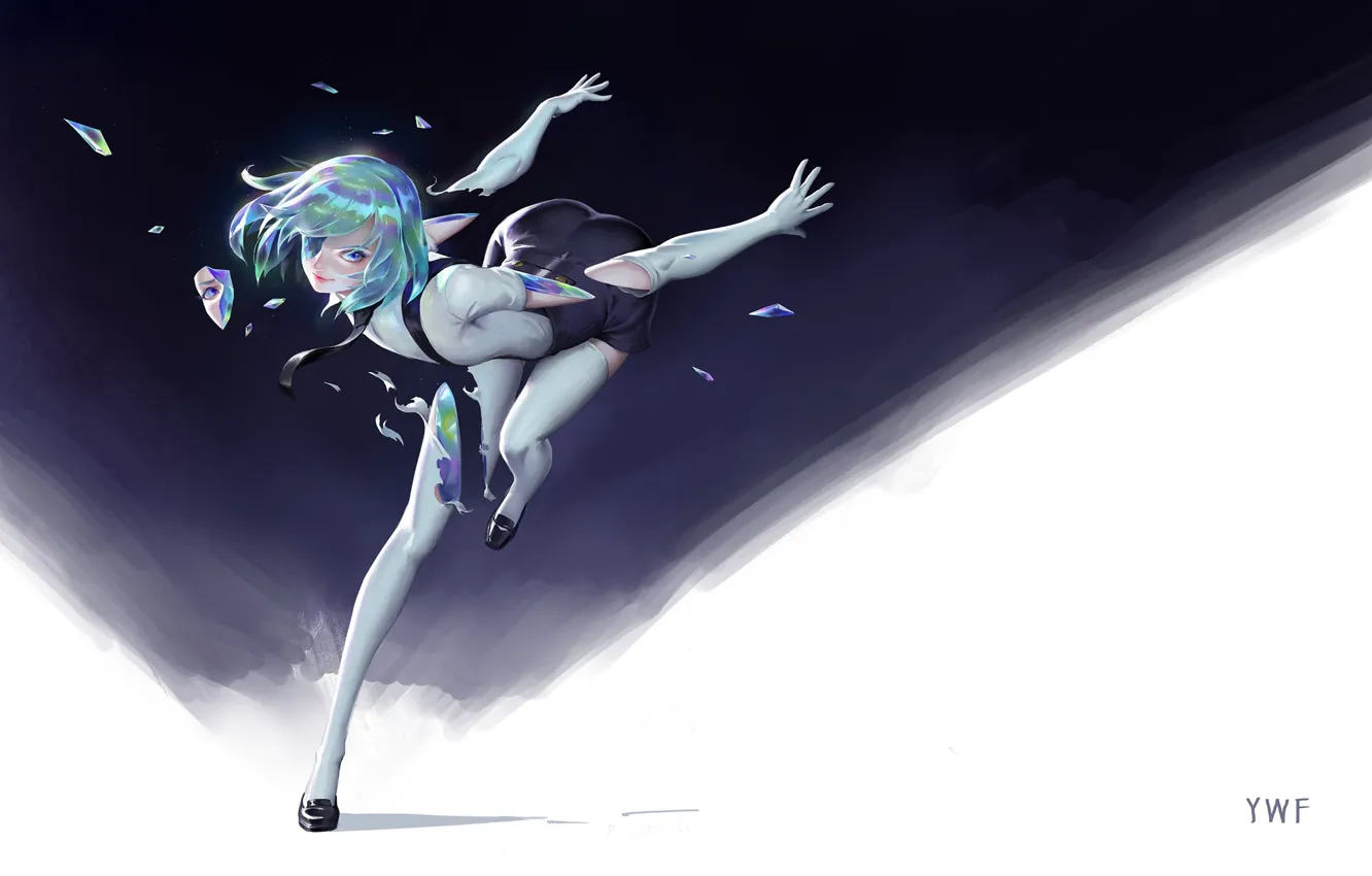 Photo wallpaper girl, fragments, anime, art, crystals, diamond, Houseki no kuni