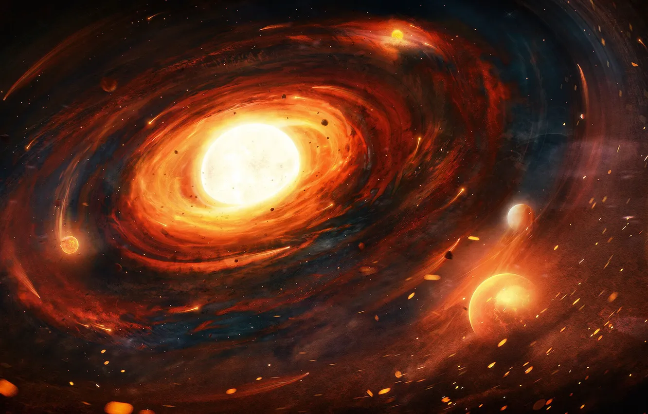 Photo wallpaper the sun, space, stars, nebula, style, fiction, planet, dust