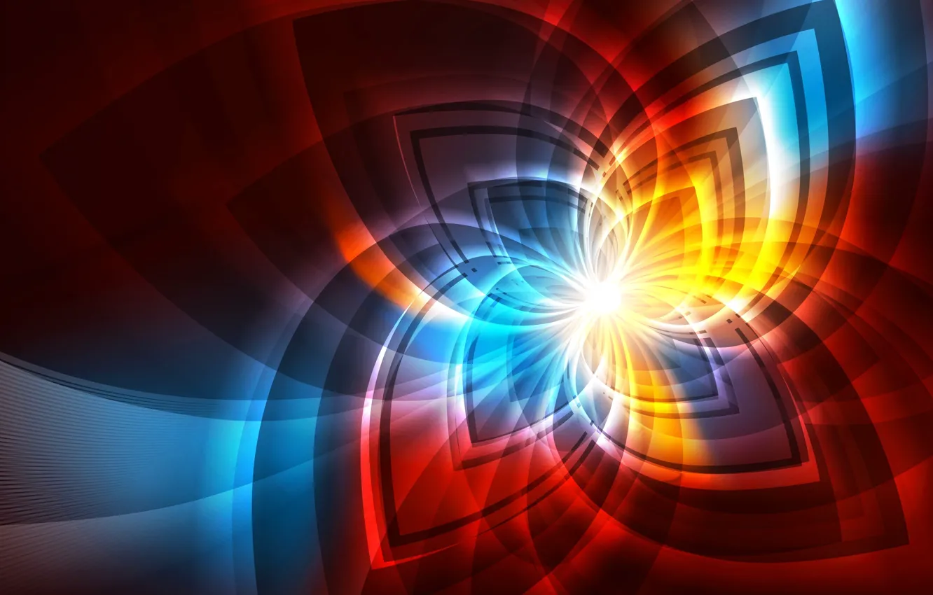 Photo wallpaper light, line, flowers, pattern, fractal