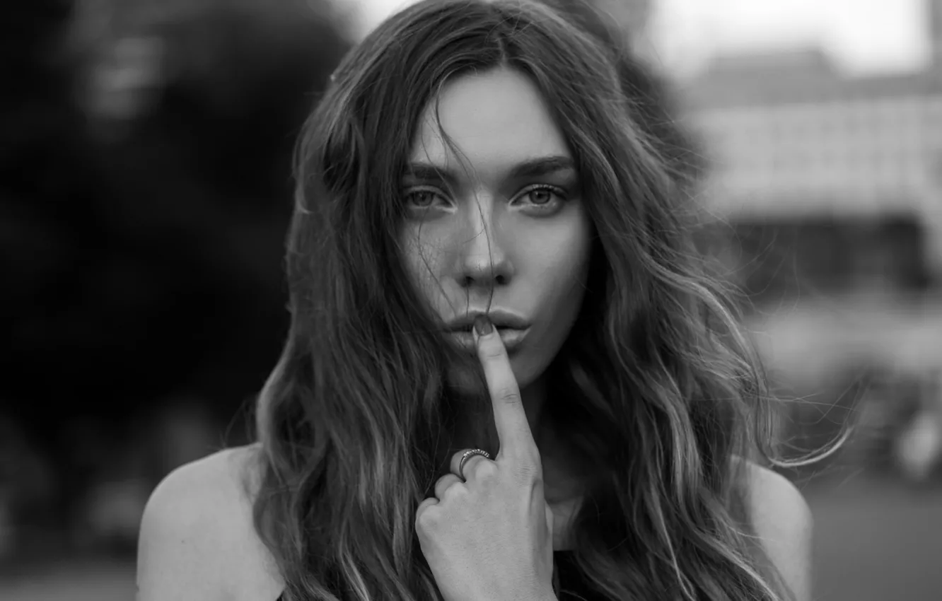Photo wallpaper look, macro, face, model, portrait, touch, beautiful, the beauty
