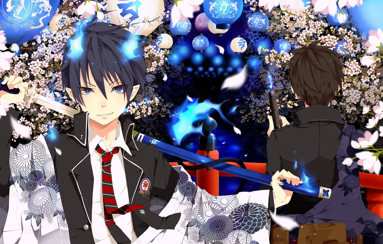 Photo wallpaper anime, art, guy, Ao no Exorcist, Blue exorcist, Rin