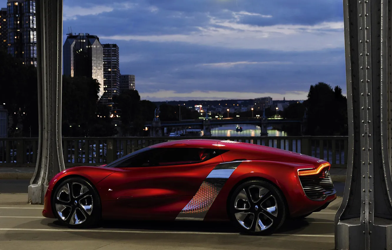 Photo wallpaper machine, auto, red, bridge, Concept Car, Reno, the city., Renault DeZir