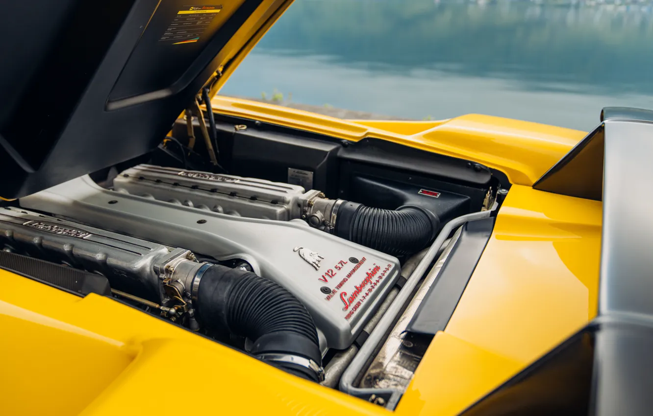 Photo wallpaper Lamborghini, diablo, V12, 1998, engine, Lamborghini Diablo SV Roadster