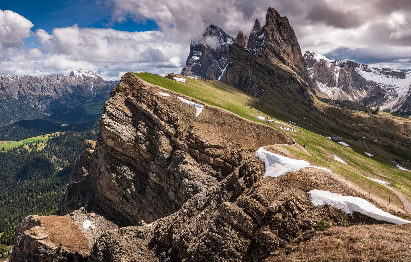 Photo wallpaper grass, mountains, Mountain Range