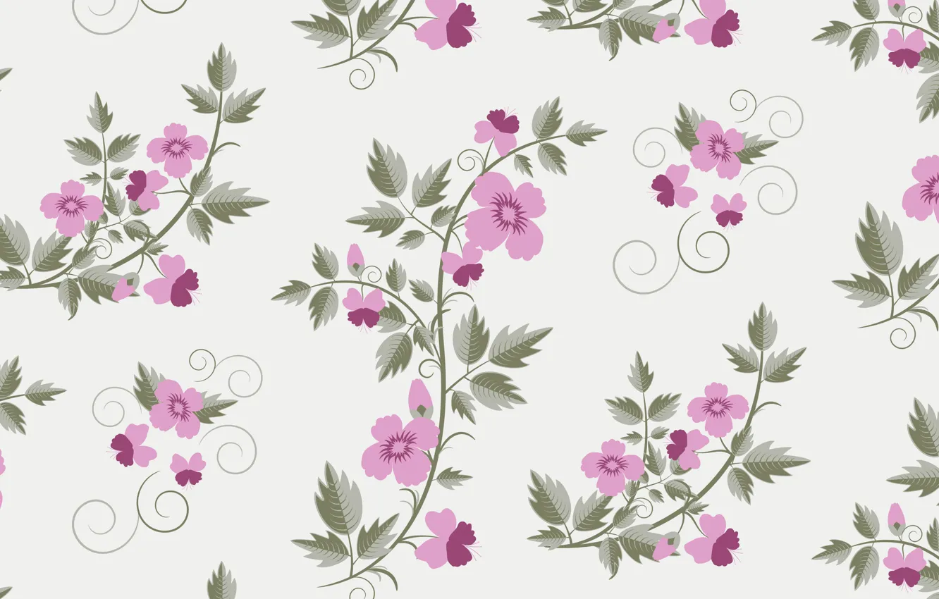 Photo wallpaper vector, texture, retro, with, flowers, pattern, floral