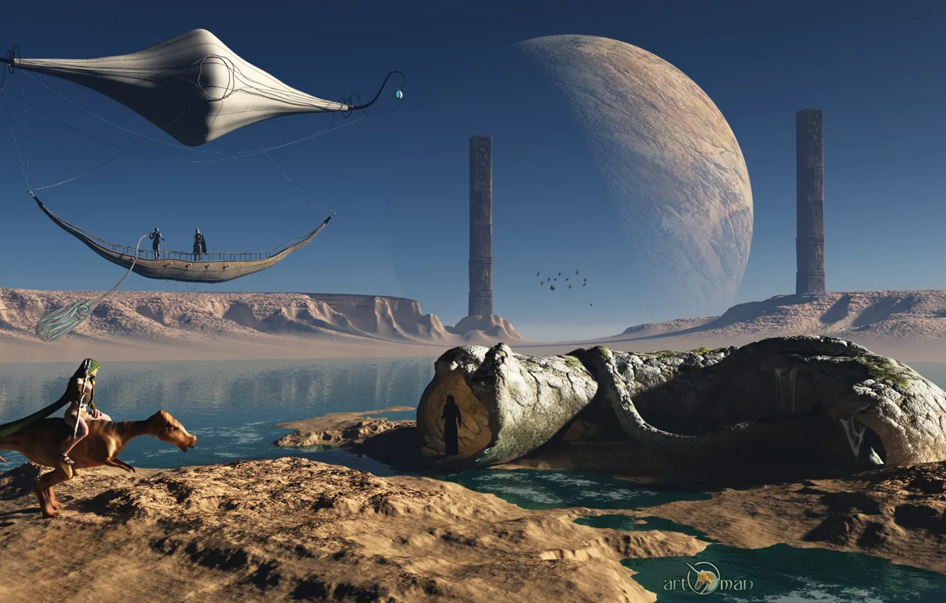 Photo wallpaper pond, housing, View image, planet, construction