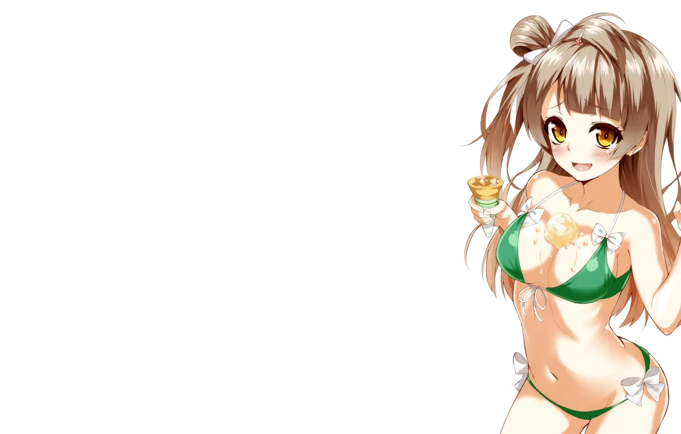 Photo wallpaper girl, sexy, cleavage, long hair, brown hair, boobs, anime, beautiful