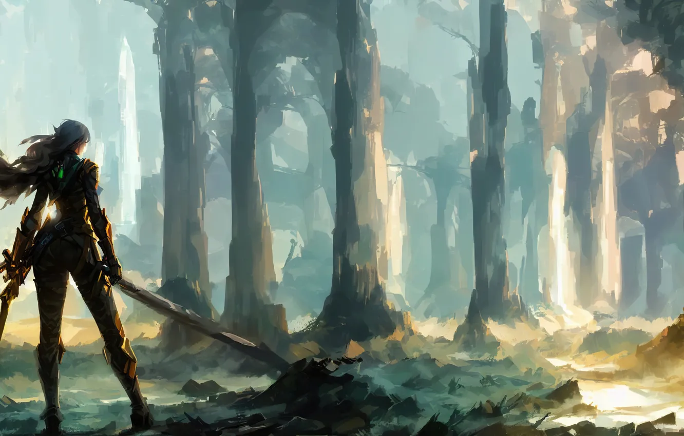 Photo wallpaper AI Art, Neuronet, warrior, painting, digital art, original ai-artwork, fantasy art, art