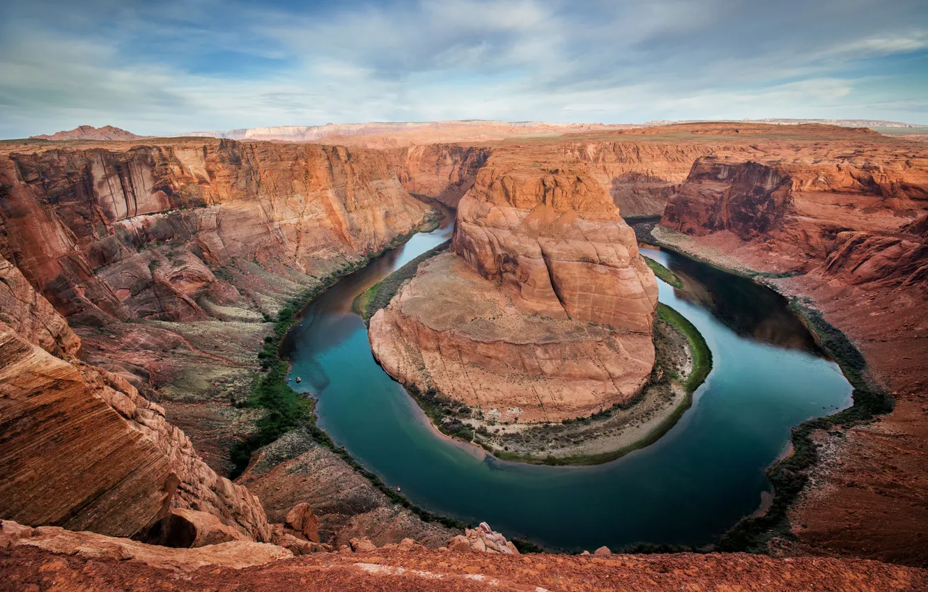Photo wallpaper landscape, river, Arizona, Horseshoe Bend, Curve