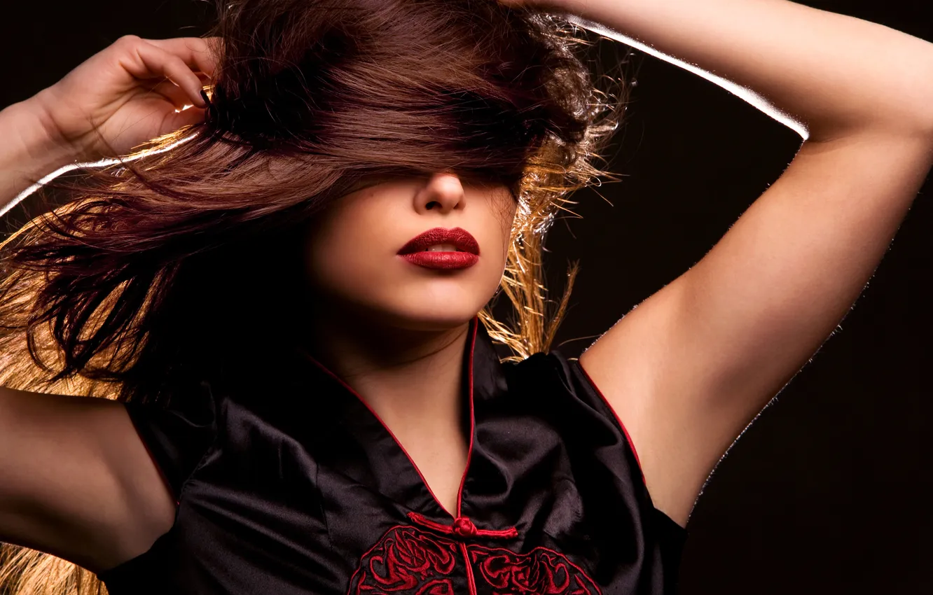 Photo wallpaper girl, dress, brown hair